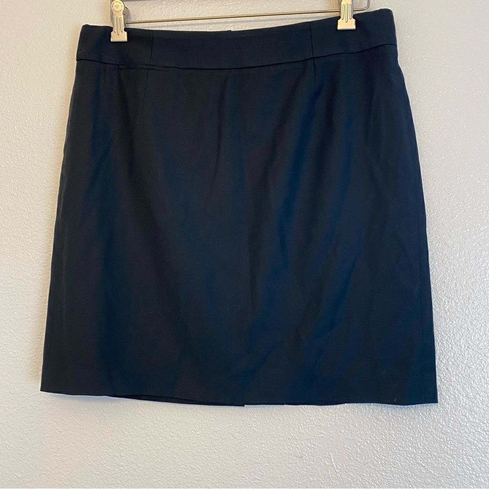 J CREW vintage Black classic pencil skirt with slit 100% wool short preppy 12